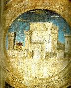 Piero della Francesca detail of the castle from st sigismund and sigismondo Sweden oil painting artist